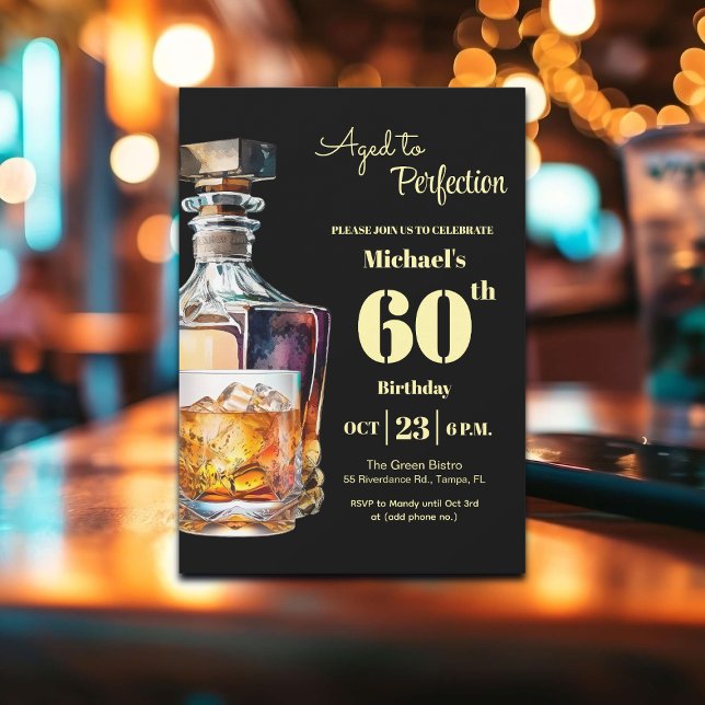 Åldrad till perfektion Män 60 Whiskey Födelsedag  Inbjudningar (Skapare uppladdad)