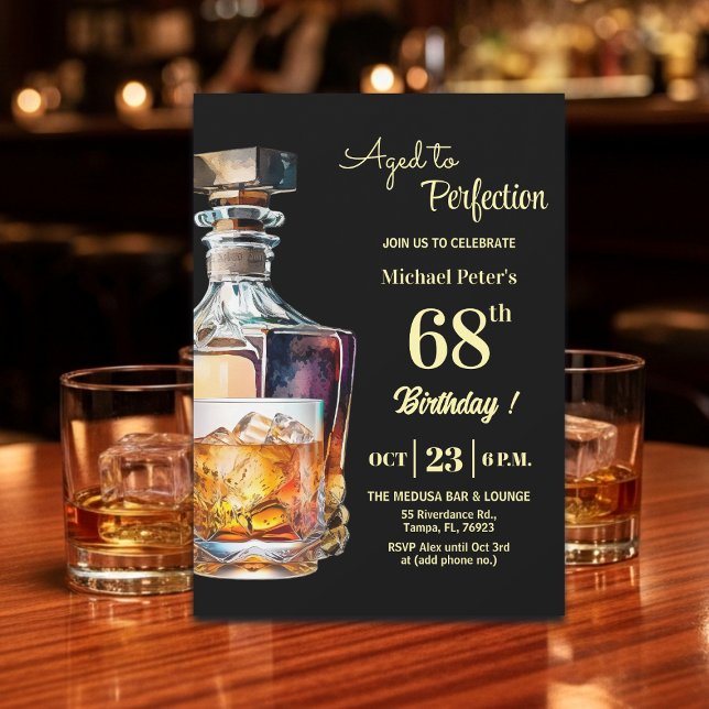 Åldrad till perfektion män 68:e whisky födelsedag  inbjudningar (Skapare uppladdad)