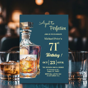 Åldrad till perfektion män 71:a whisky födelsedag inbjudningar