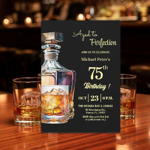 Åldrad till perfektion män 75:e whisky födelsedag inbjudningar