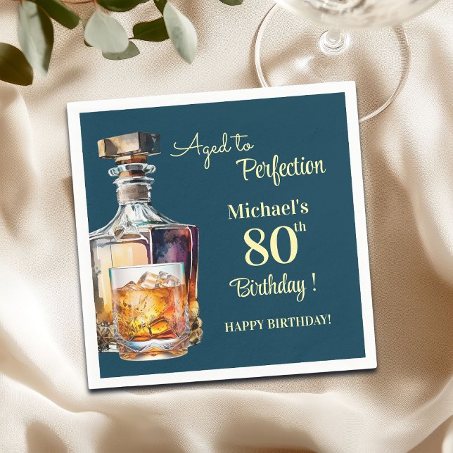 Åldrad till perfektion män 80-års whisky födelseda pappersservett (Skapare uppladdad)