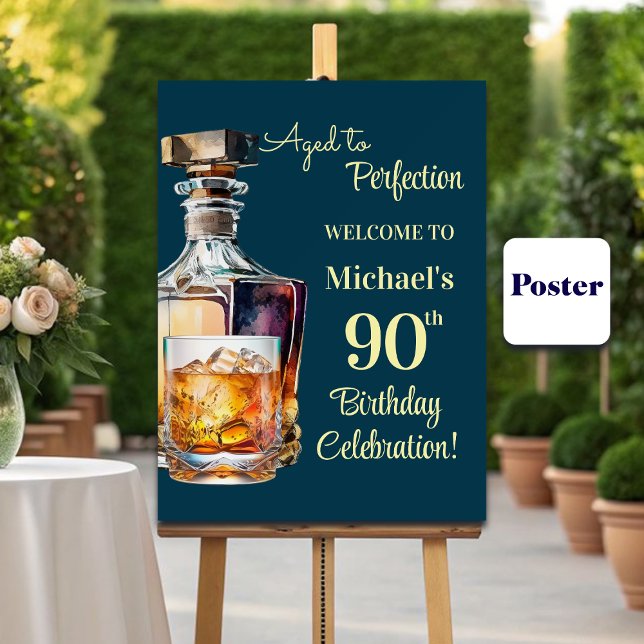 Åldrad till perfektion män 90-års whisky födelseda poster (Skapare uppladdad)