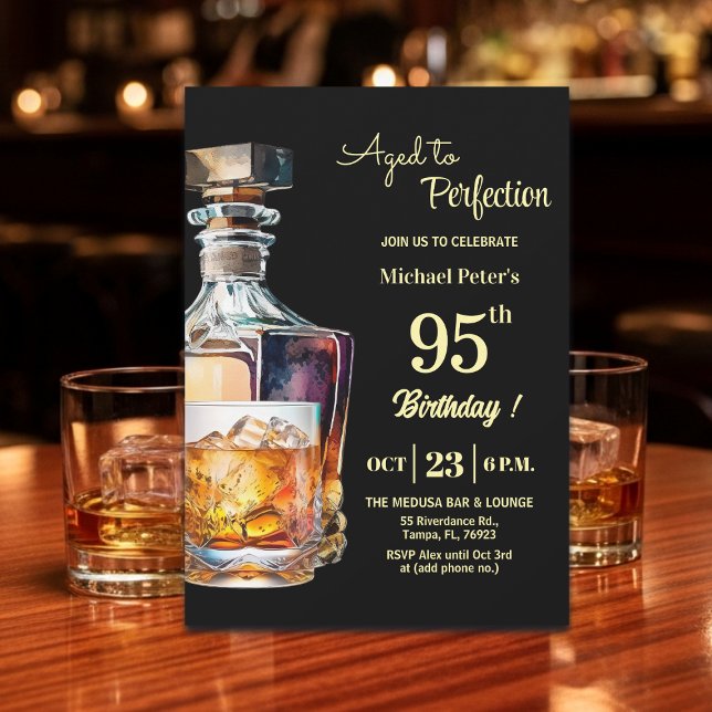 Åldrad till perfektion män 95:e whisky födelsedag inbjudningar (Skapare uppladdad)