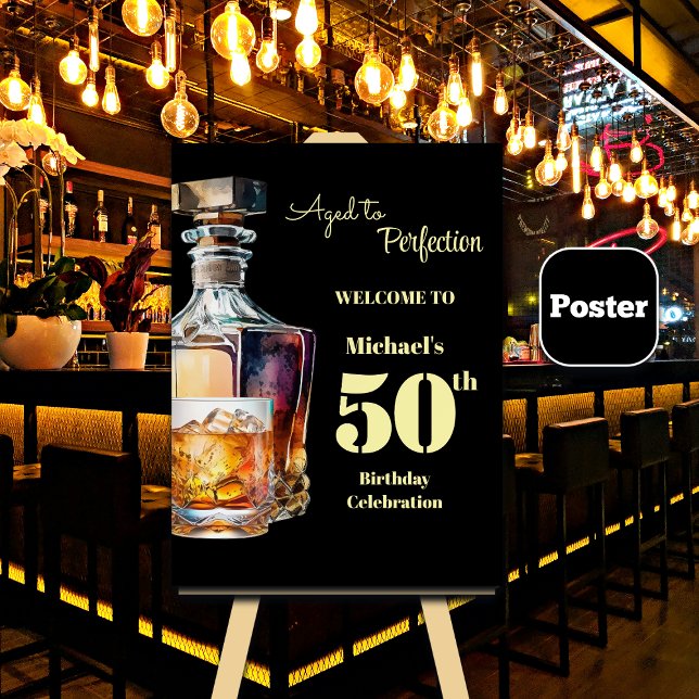 Åldrad till perfektion Mäns 50-års Whiskey Födelse Poster (Skapare uppladdad)