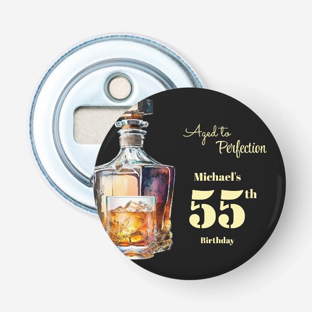 Åldrad till perfektion Mäns 55:e whisky-födelsedag Flasköppnare (Framsidan)