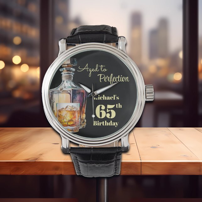 Åldrad till perfektion Mäns 65:e whisky-födelsedag Armbandsur (Skapare uppladdad)