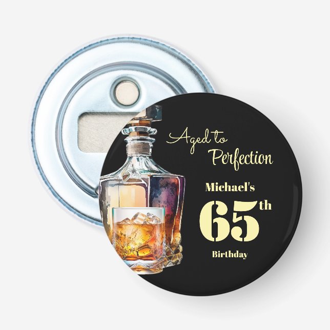 Åldrad till perfektion Mäns 65:e whisky-födelsedag Flasköppnare (Framsidan)