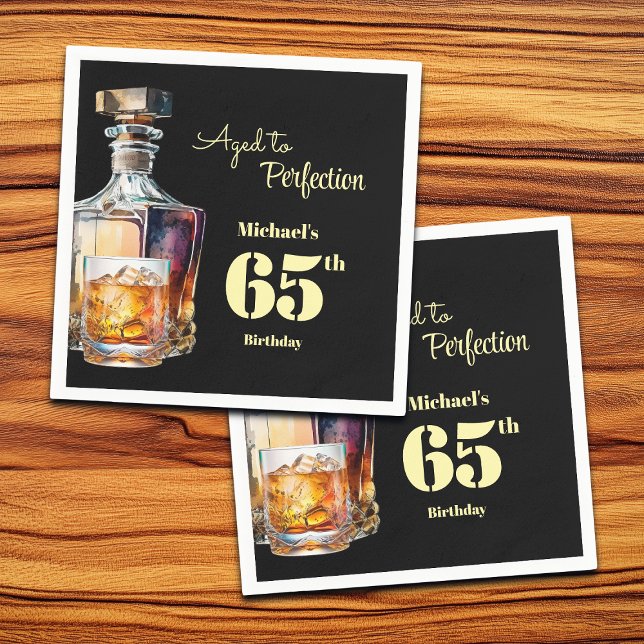Åldrad till perfektion Mäns 65:e whisky-födelsedag Pappersservett (Skapare uppladdad)