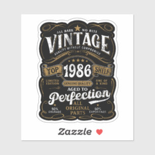 Åldrad till perfektion Vintage 1986 Födelsedag 40- Klistermärken