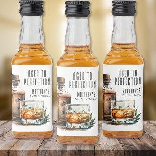 Åldrad till perfektion Whiskey Mäns Födelsedagsfes Spritflaskor Etikett