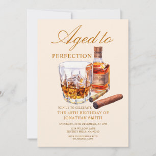 Åldrad till perfektion Whiskey Vuxen Födelsedagsfe Inbjudningar