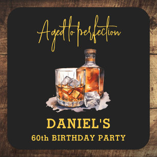 Åldrad till Perfektion Whisky 60-årsdag Underlägg Papper Kvadrat