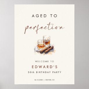 Åldrad till Perfektion Whisky & Cigar Födelsedagsv Poster