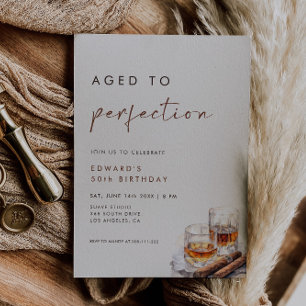 Åldrad till Perfektion Whisky & Cigarrer Födelseda Inbjudningar
