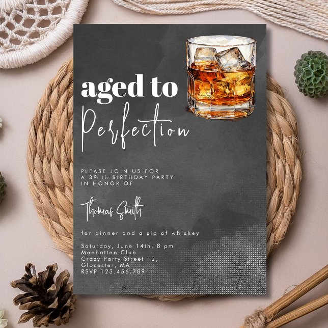 Åldrad till perfektion whisky födelsedagsfest  inbjudningar (Skapare uppladdad)