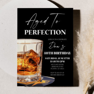 Åldrad till perfektion whiskyglas födelsedagsfest inbjudningar