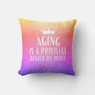 Åldrande är en Privilege Quote Senior Grandparent Kudde