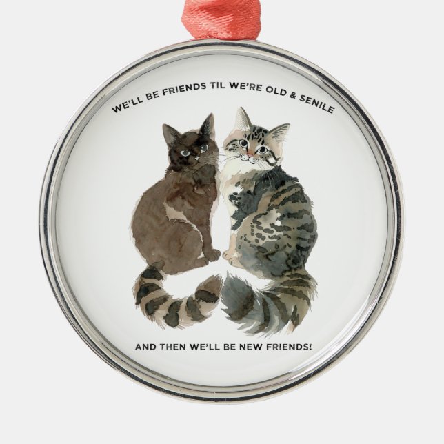 Åldrande humor för kattälskande vänner make maka c julgransprydnad metall (Framsidan)