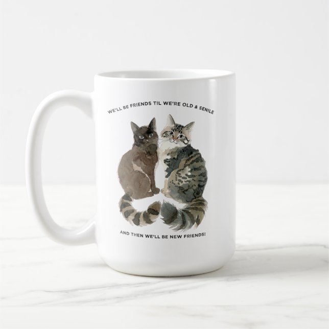 Åldrande humor för kattälskande vänner make maka c kaffemugg (Vänster)