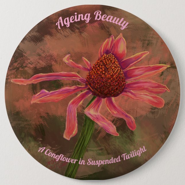 Åldrande Skönhet, En Echinacea i Uppehållen Skymni Knapp (Framsida)