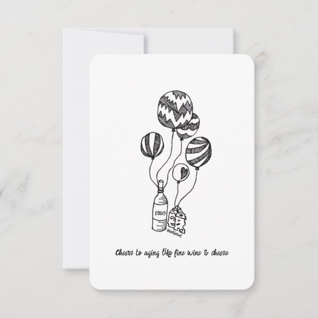 Åldrande som Bra Vin - platta födelsedagskort (Framsida)