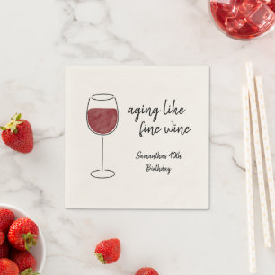 Åldrande som Bra Vin Red Vin Glass Birthday Pappersservett