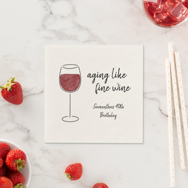 Åldrande som Bra Vin Red Vin Glass Birthday Pappersservett (Insitu)