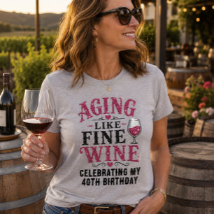 Åldrande som fint vin Födelsedagskustomiserad fals T Shirt