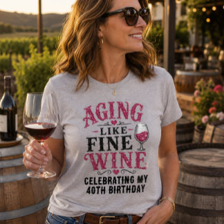 Åldrande som fint vin Födelsedagskustomiserad fals T Shirt
