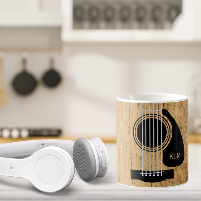 Åldras Acoustic Guitar Monogram Kaffemugg (Skapare uppladdad)