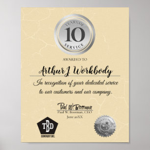 Åldras-årscertifikat för silver-anställdas årsdag poster