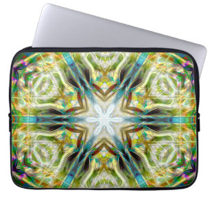 Åldras av struktur kaleidoskop, grönt av fiskglöds laptop fodral