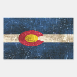 Åldras av vintage och färgad Flagga Rektangulärt Klistermärke