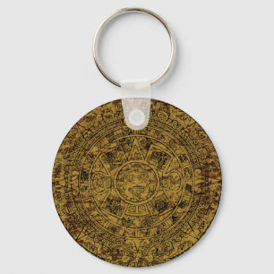 Åldras Aztec Sol Stone Calendar Nyckelring