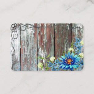 Åldras Barn Wood w/ Blåa blommor & Rulla Gräns Visitkort