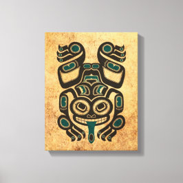 Åldras Blue och Black Haida Spirit Träd Frog Canvastryck