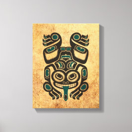 Åldras Blue och Black Haida Spirit Träd Frog Canvastryck