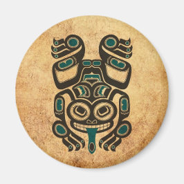 Åldras Blue och Black Haida Spirit Träd Frog Magnet