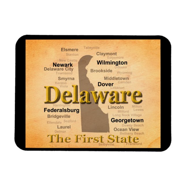 Åldras Delaware State Pride Karta Magnet (Horisontell)
