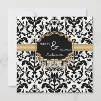 Åldras Distress Damask Golden Bling Bröllop Inbjudningar