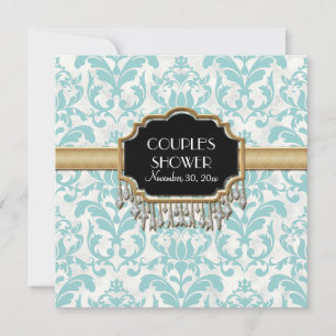 Åldras Distress Damask Golden Bling Bröllop Inbjudningar