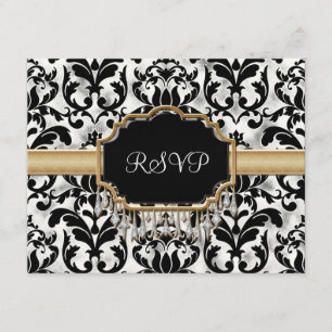 Åldras Distress Damask Golden Bling Bröllop OSA Kort