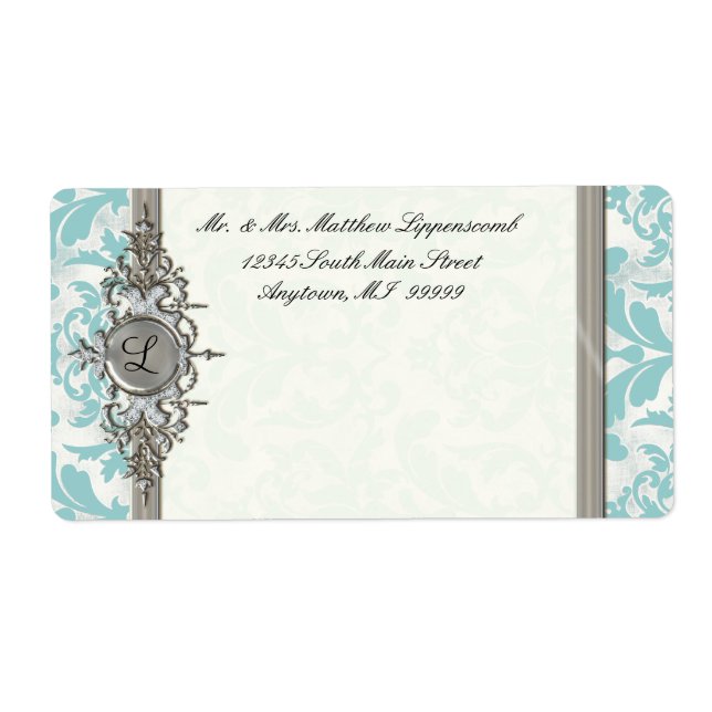 Åldras Distress Damask Silver Bling Se Bröllop Fraktsedel (Framsidan)