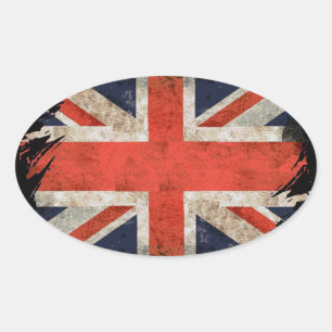Åldras fragmenterad Union Jack Ovalt Klistermärke
