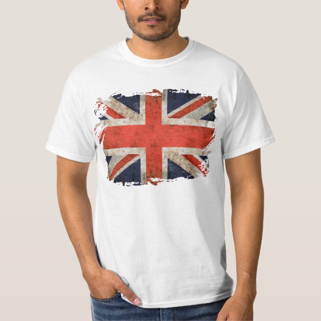 Åldras fragmenterad Union Jack Tee Shirt (Framsida)