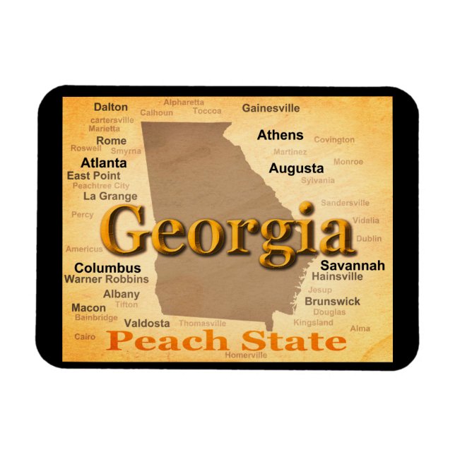 Åldras Georgia State Pride Karta Silhouette Magnet (Horisontell)