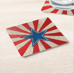 Åldras Glory - Red, White and Blue Stars och strip Underlägg Papper Kvadrat