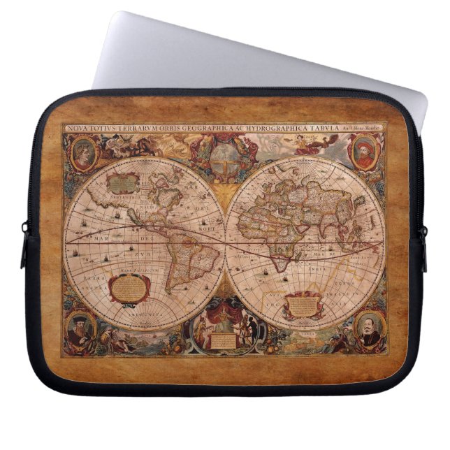 Åldras Henricus Hondius' 1630 AD Old World Map Laptop Fodral (Framsidan)