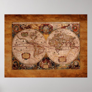 Åldras Henricus Hondius' 1630 AD Old World Map Poster