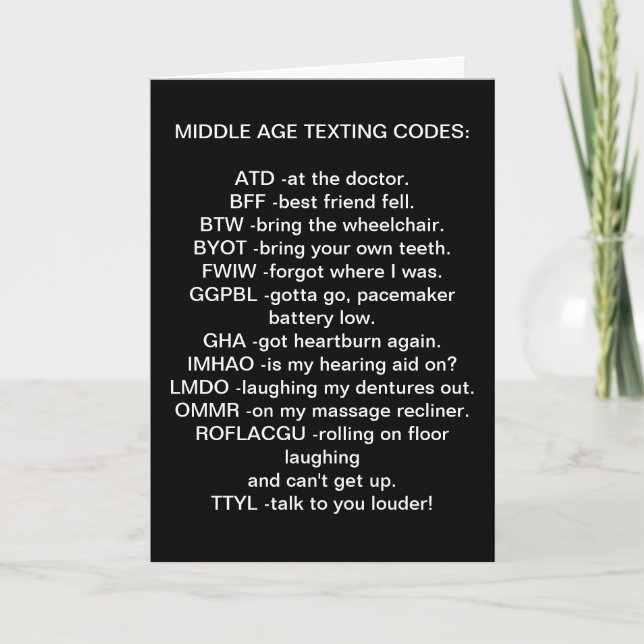 """ÅLDRAS i MITTEN"""" MED TEXTERANDE BIRTIDKORT Kort (Framsida)